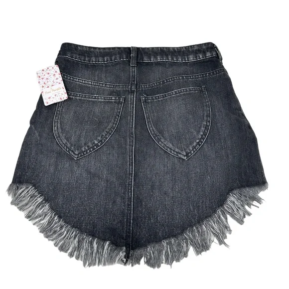 WE THE FREE FREE PEOPLE DENIM FRINGE MINI SKIRT - Picture 3 of 4